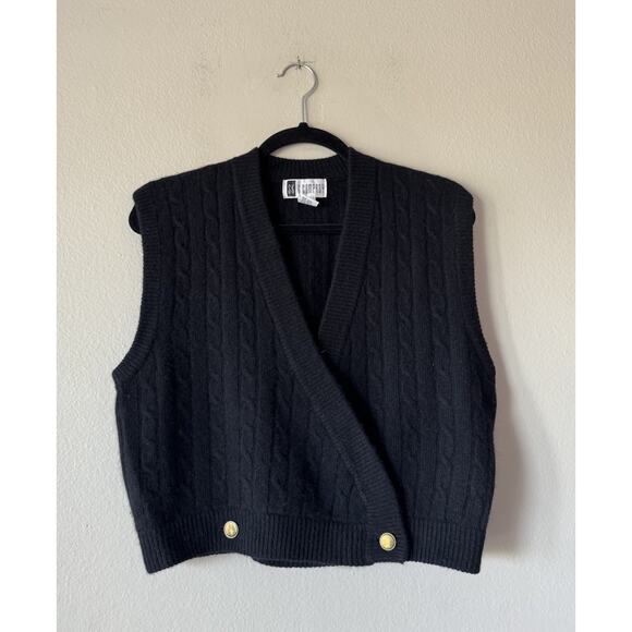 SK & Company Black Angora Lambswool Sweater Vest Women’s Size Medium V Neck - Picture 1 of 8